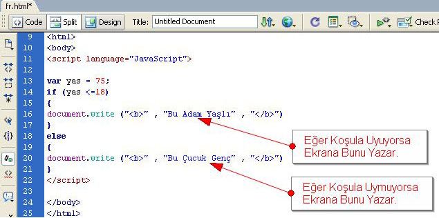 İf, Else İf , Kısa Karşılaştırma Operat&ouml;r&uuml;