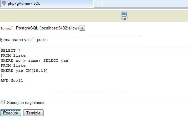 Postgresql Where Kullanımı