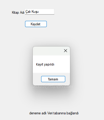 C# ile Mysql Veri Tabanına Veri Eklemek